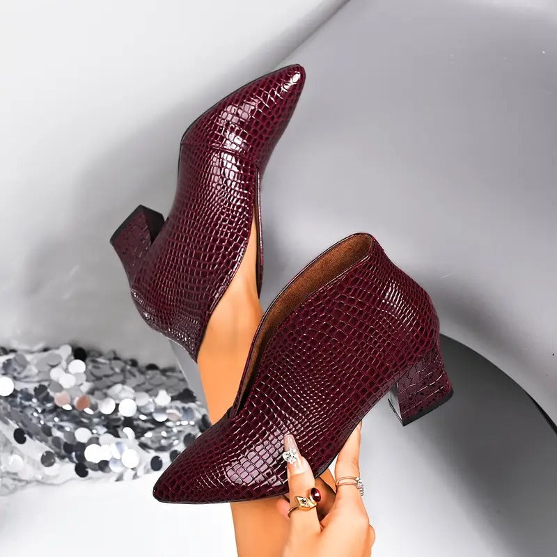 Sabina | Eleganckie botki na obcasie z efektem skóry krokodyla